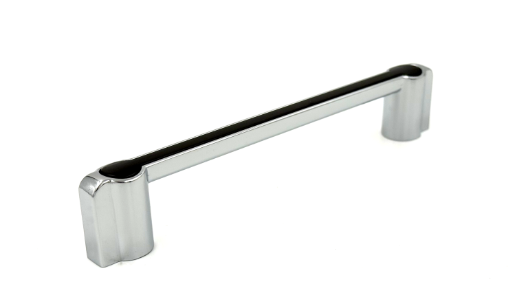 Camden Polished Chrome & Black Bar Handle (126mm) - Polished Chrome Cabinet Handle