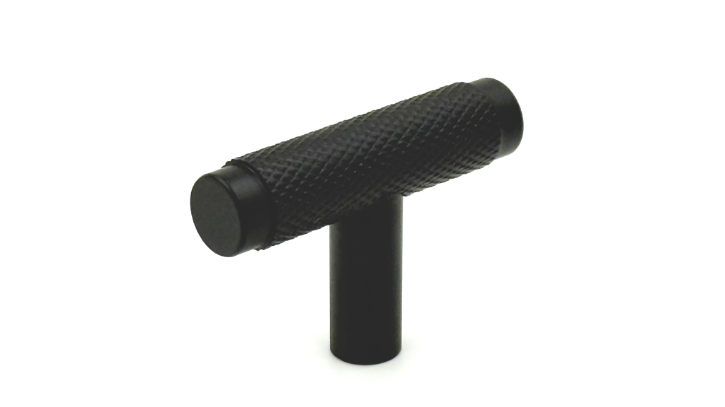 Shoreditch Matt Black Knurled T-Bar Knob - Matt Black Cabinet Handle