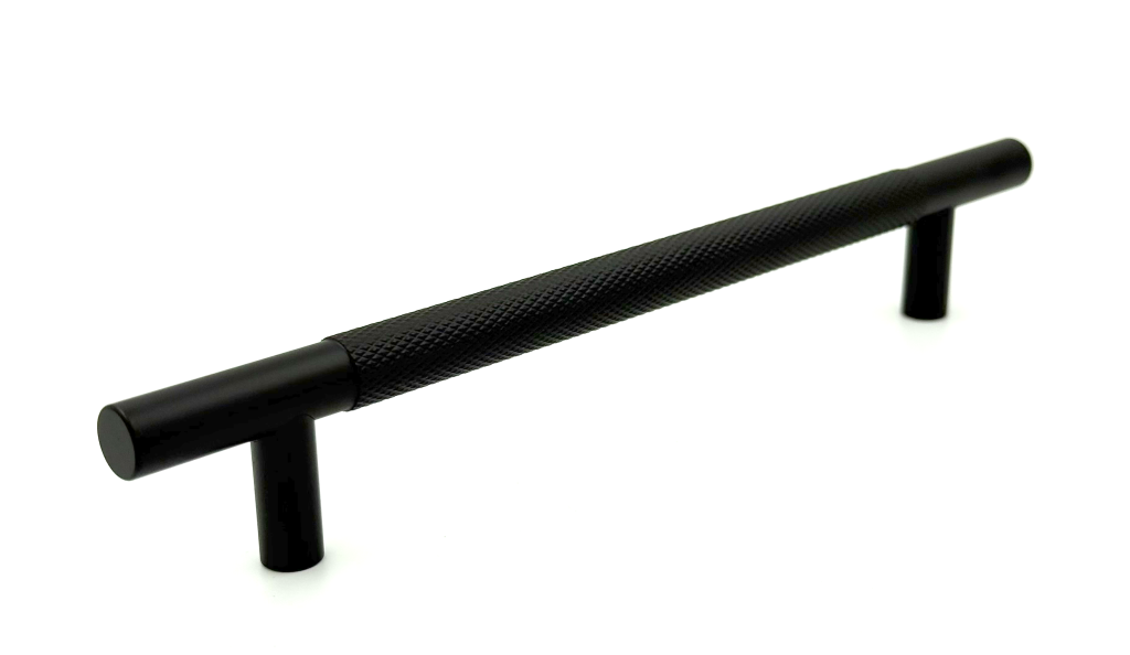 Shoreditch Matt Black Knurled Bar Handle (160mm) - Matt Black Cabinet Handle