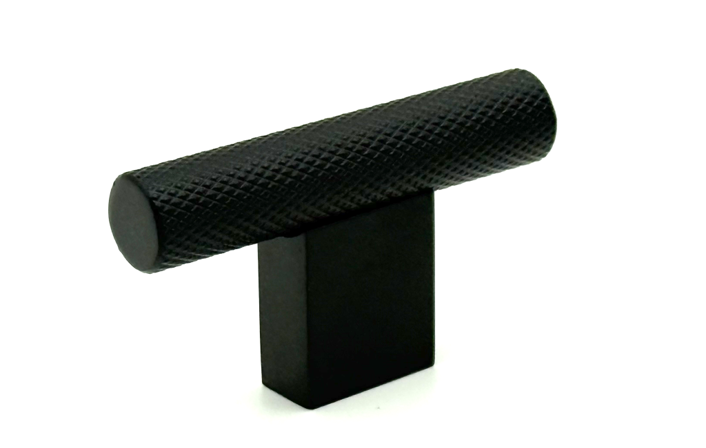 Hackney Matt Black Knurled T-Bar Knob - Matt Black Cabinet Handle