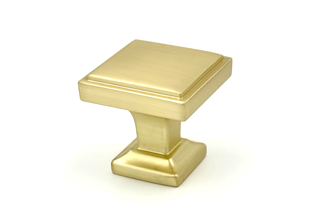 Ashford Brushed Gold Square Knob - Brushed Gold Cabinet Handle