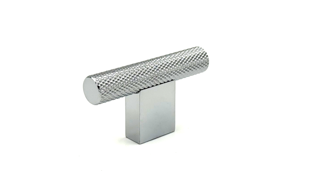 Portobello Polished Chrome Knurled T-Bar Knob - Polished Chrome Cabinet Handle