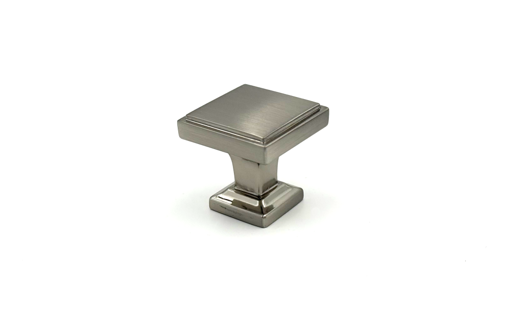 Ashford Brushed Nickel Square Knob - Brushed Nickel Cabinet Handle