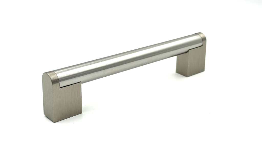 Carlton Brushed Nickel Cylindrical Bar Handle (128mm) - Brushed Nickel Cabinet Handle