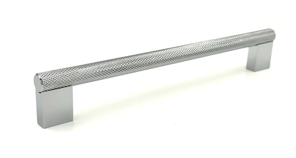 Portobello Polished Chrome Knurled Bar Handle (192mm) - Polished Chrome Cabinet Handle